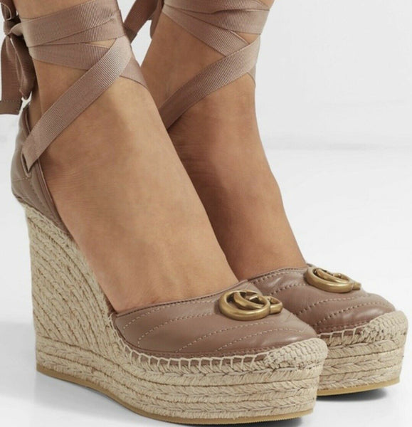 Gucci Pilar GG Marmont Logo Espadrille wedge shoes/Sandals Sz 9 –  AuthenticFab