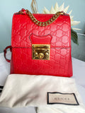 Authentic GUCCI guccissima Padlock Signature Backpack Red