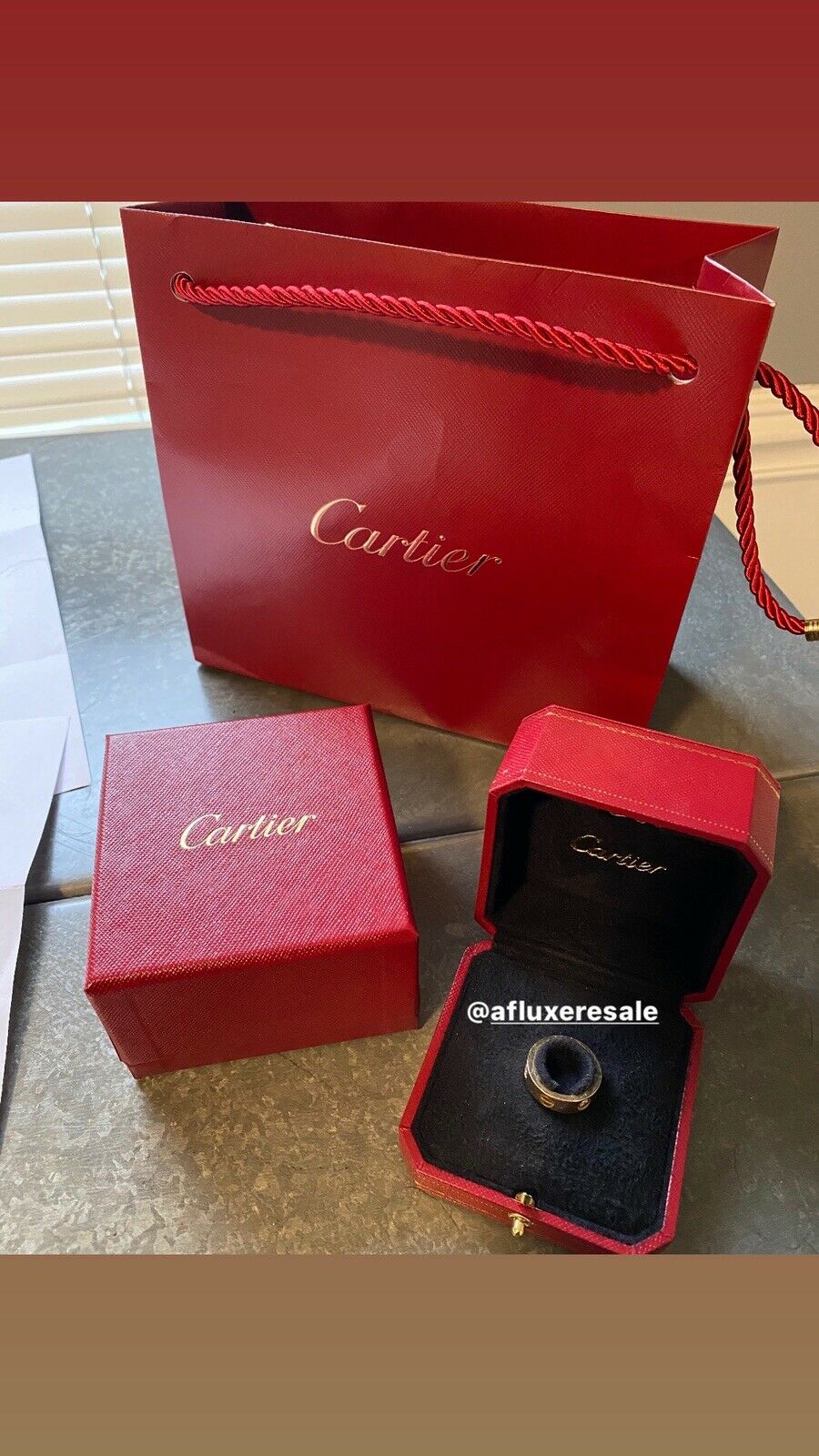 Three Diomonds 18K Yellow Gold Cartier Love Ring size 51, 8.7g