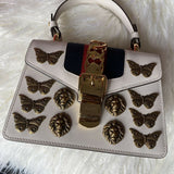 Shoulder Bag Sylvie Mini Animal Studs Mystic White Leather Satchel