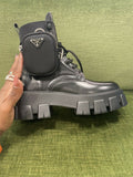 NIB Prada 2020 Brushed Rois Leather Nylon Monolith Boots 29