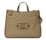 Verified Authentic Gucci 1955 Horsebit GG Large Brown tote/Shoulder Bag NWT