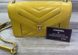 CHANEL Black Quilted Lambskin Leather Reversed Chevron Flap Bag