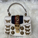 Shoulder Bag Sylvie Mini Animal Studs Mystic White Leather Satchel
