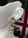 Gucci GG Antique Gold Studded Pearl Strawberry Earrings NEW
