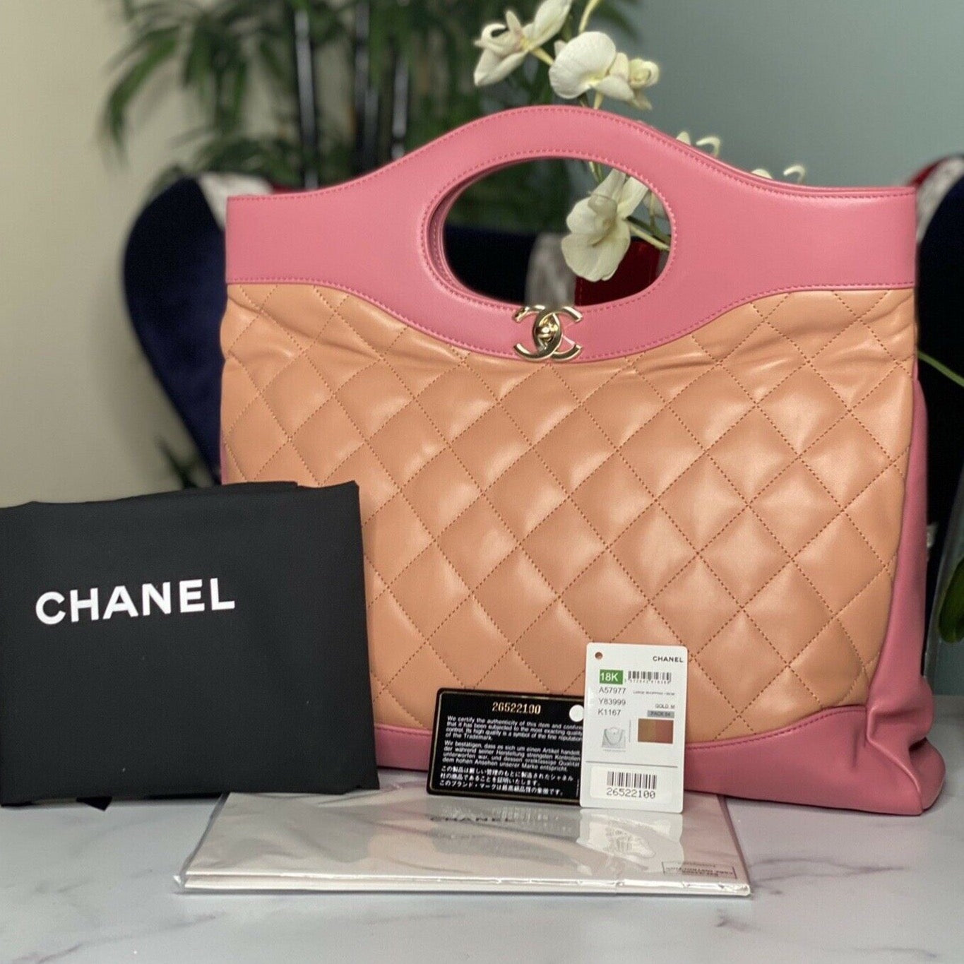 Chanel 31 Shopping Bag Quilted Lambskin Large Pink 2262405