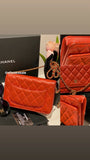 CHANEL Caviar Quilted Wallet On Chain WOC Burnt red Orange color