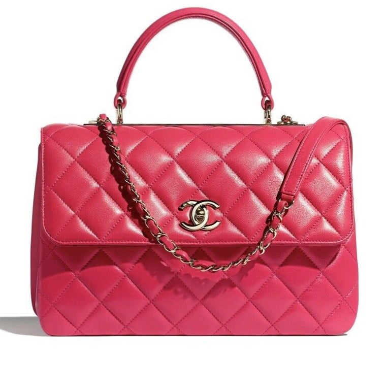Chanel Small Trendy CC Flap Bag with Top Handle in Mauve Pink Lambskin | Dearluxe