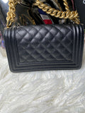 New Chanel small flap boy bag caviar Leather Gold Hardware-by