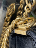 New Chanel small flap boy bag caviar Leather Gold Hardware-by