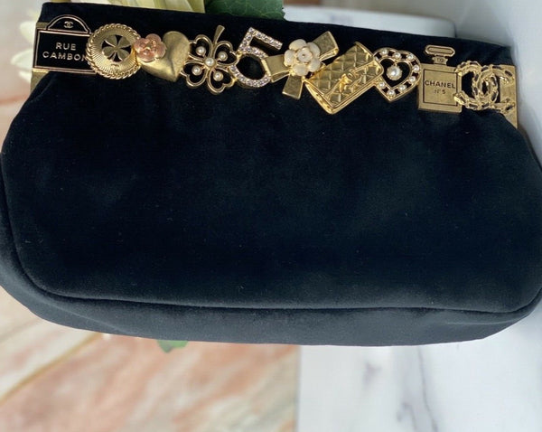 Authentic Chanel velvet/Brass and charms clutch bag – AuthenticFab