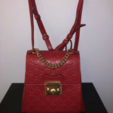 Authentic GUCCI guccissima Padlock Signature Backpack Red