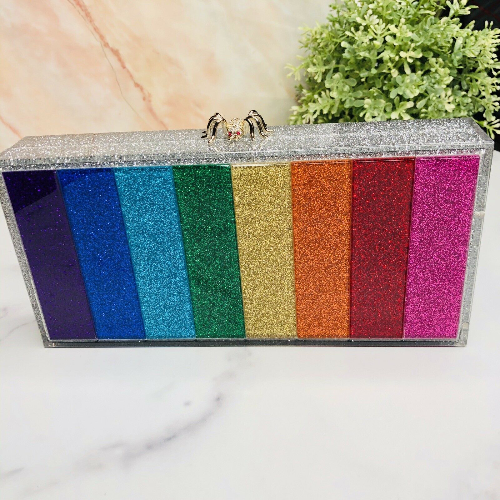 Authentic CHARLOTTE OLYMPIA Shiny Rainbow Clutch rare, New – AuthenticFab