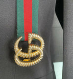 Gucci Red and Green  Web Elastic Belt With Torchon Double G Buckle Belt