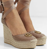 Gucci Pilar GG Marmont Logo Espadrille wedge shoes/Sandals Sz 11