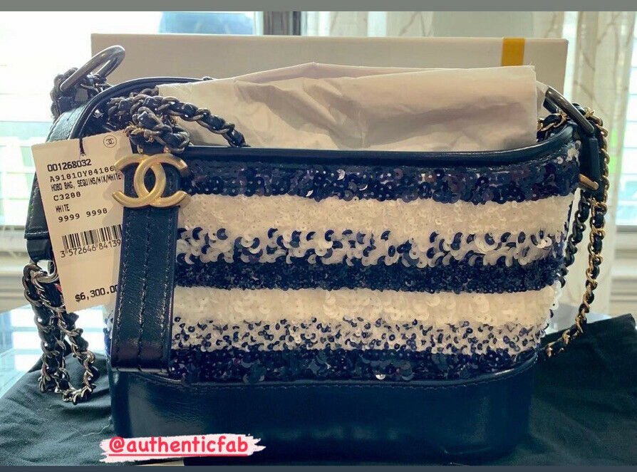 AUTHENTIC CHANEL Sequin Hobo Small Cross Body Black and white Bag –  AuthenticFab