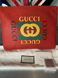 Gucci Portfolio Clutch Calfskin  Vintage Logo Print Red Bag