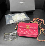 CHANEL Matelasse Mini Pearl Crush Chain Shoulder Crossbody Bag Calf Leather Pink