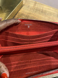 Authentic Chanel Metallic Iridescent Calfskin Red Zip Long Wallet Silver CC