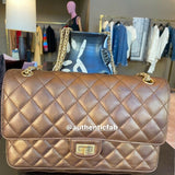 Authentic CHANEL Metallic Calfskin Quilted 2.55 Reissue Double Flap Bag