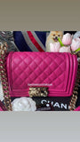 Authentic Chanel fuschia/Hot Pink Caviar Boy Bag-small