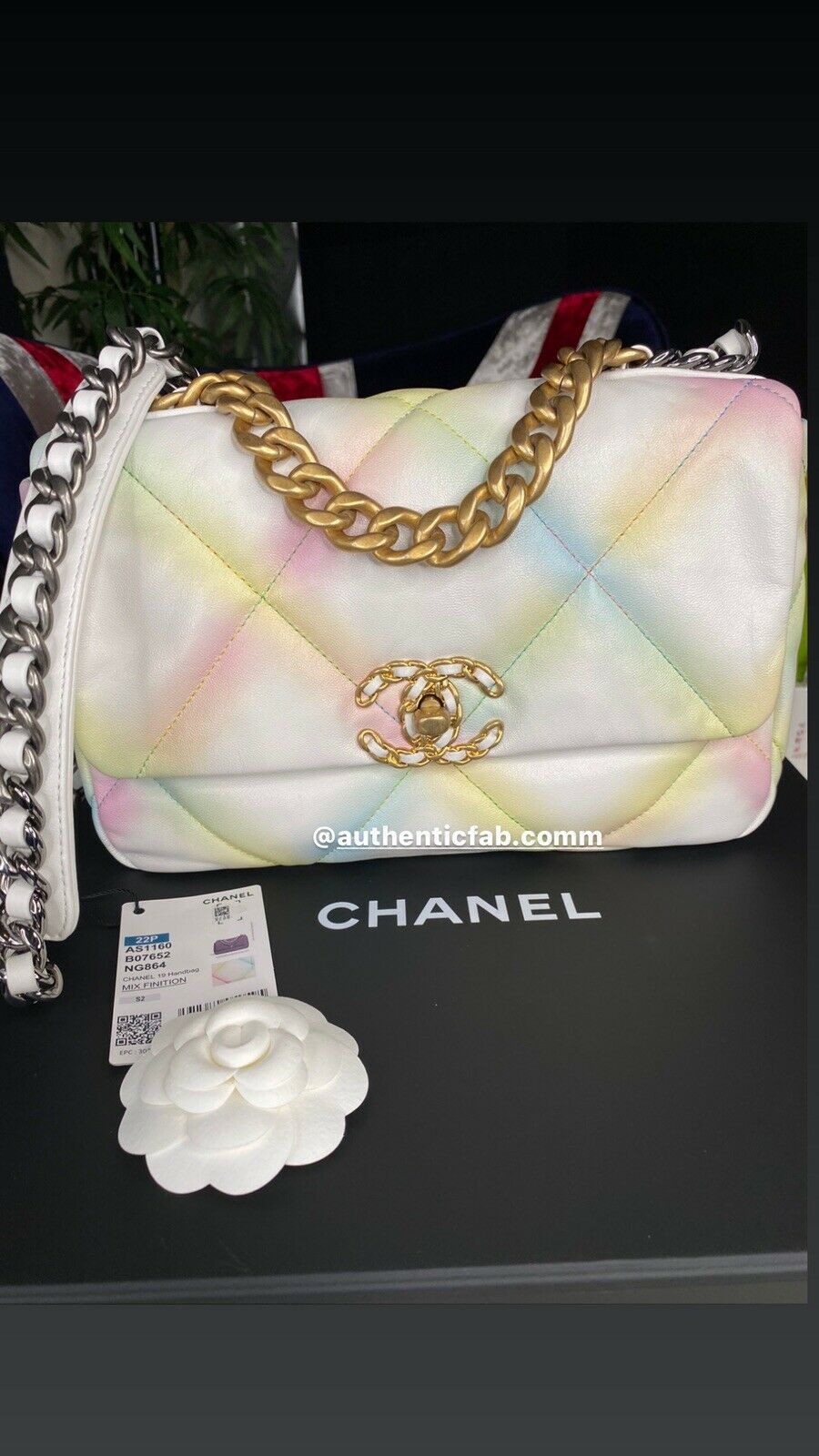 CHANEL Calfskin NWT Authentic Mini Crossbody Bag with Gold Chain