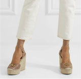 Gucci Pilar GG Marmont Logo Espadrille wedge shoes/Sandals Sz 9