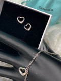 Tiffany & Co sterling silver stud heart earring and and heart bracelet