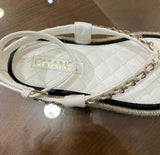 Authentic CHANEL white and gold lambskin  sandals