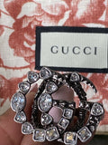 NEW & AUTHENTIC GUCCI CRYSTAL GG MARMONT SILVER RING