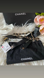 CHANEL CC LOGO LAMBSKIN LEATHER BELT WITH CHAIN NWT XS