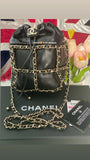 Chanel Chain Frame CC Drawstring Bucket Bag Lambskin Mini by AuthenticFabcomm
