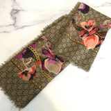 Authentic Gucci pink oshibana floral scarf/shawl