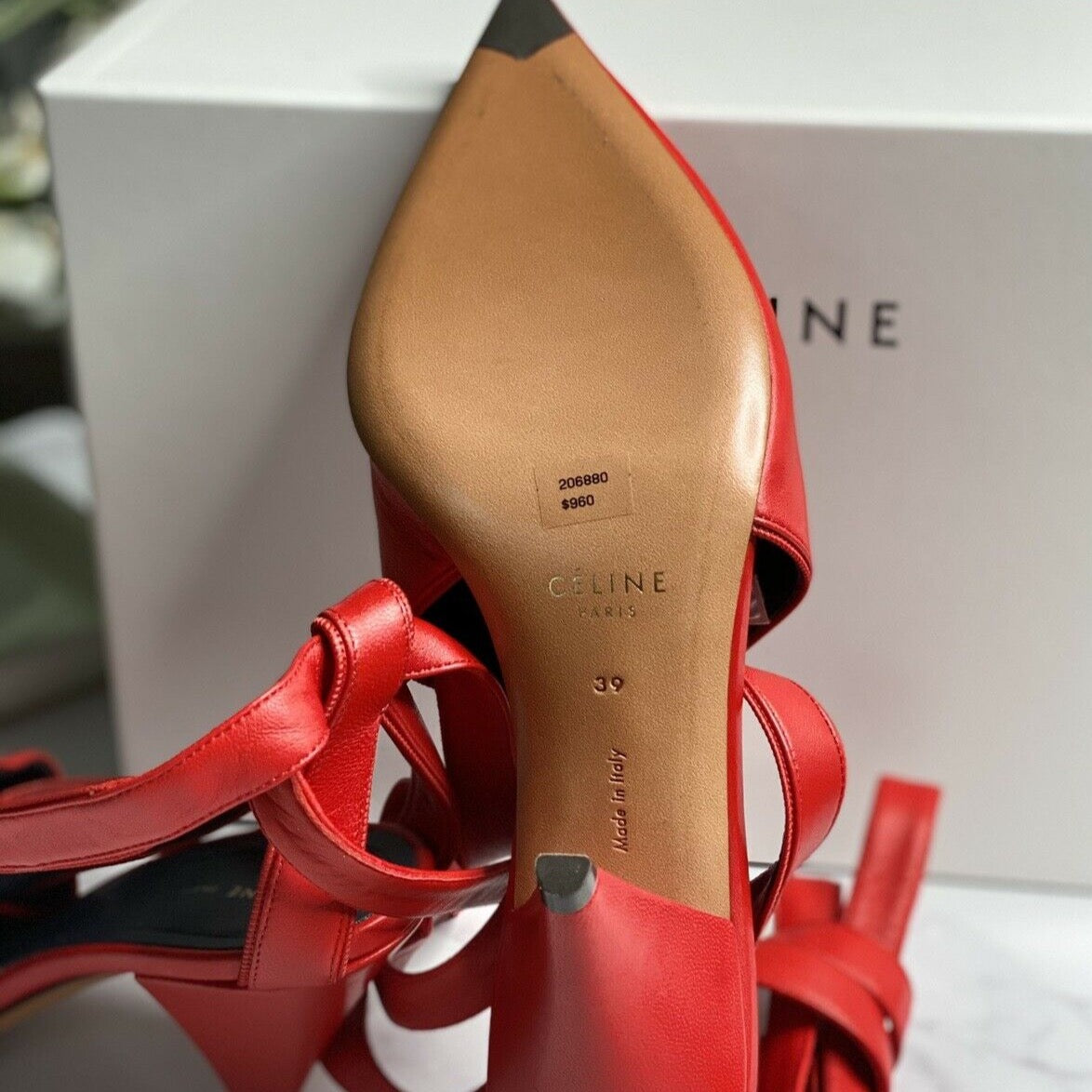 Authentic CELINE RED Runway Pump soft leather sz 39