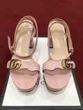GUCCI Calfskin GG Marmont Ankle Wrap Platform Sandals 40