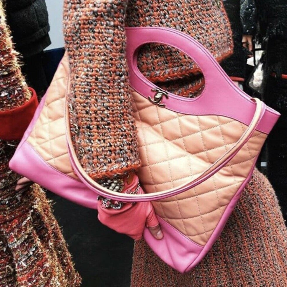 💞 Pink 31 RUE CAMBON Matelasse Turnlock W Chain Shoulder Flap Bag