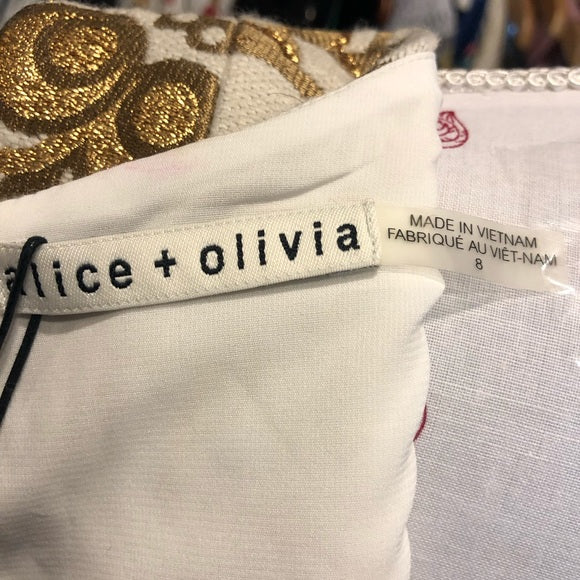 Alice + Olivia Gold Embellished Split-A-line Dress