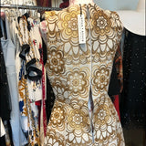 Alice + Olivia Gold Embellished Split-A-line Dress