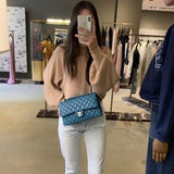 Authentic CHANEL Caviar Quilted Medium Double Flap Turquoise NEW 2021